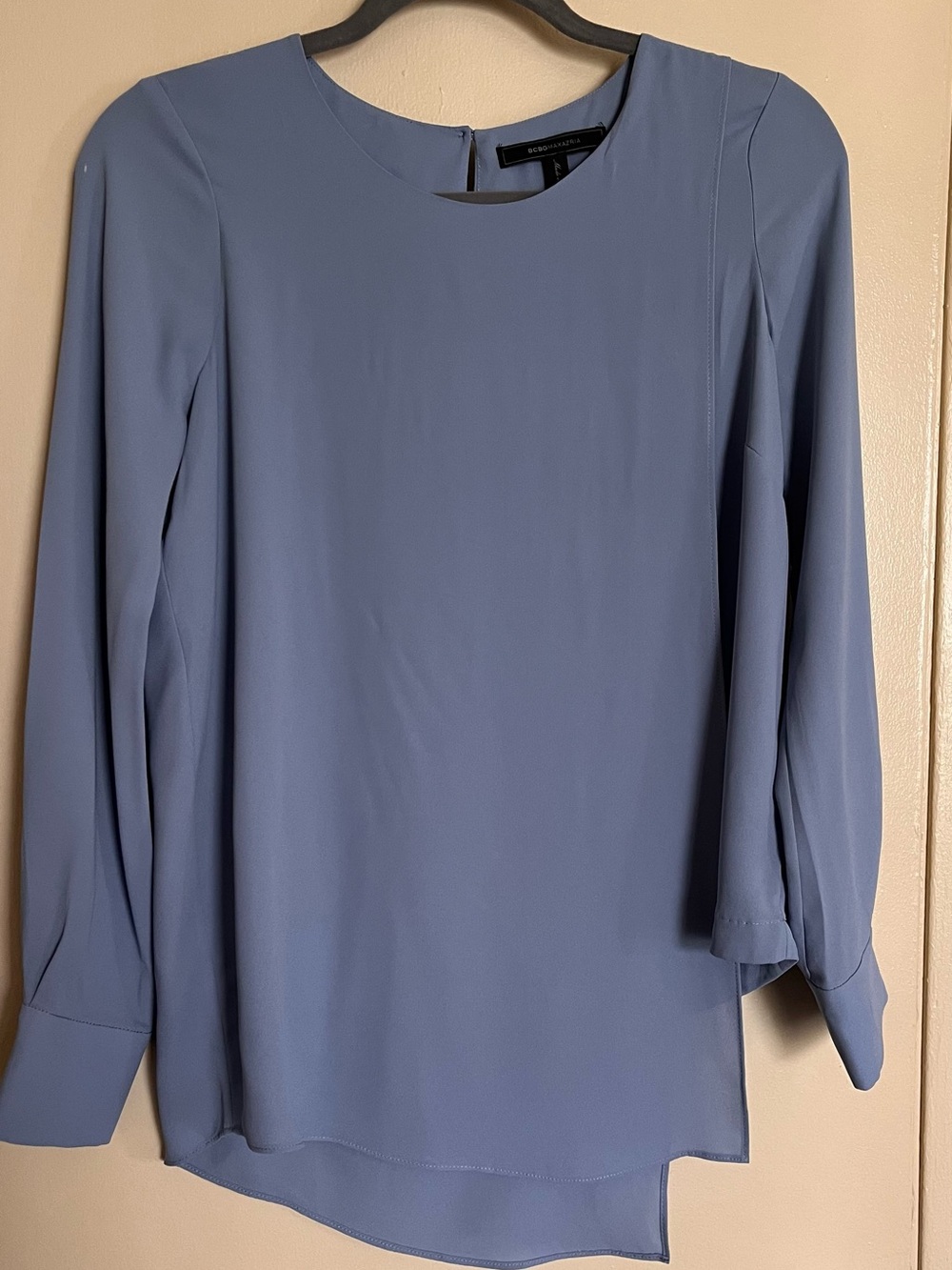 BCBGMaxAzria Dusty Blue Long-Sleeve Crewneck Dress